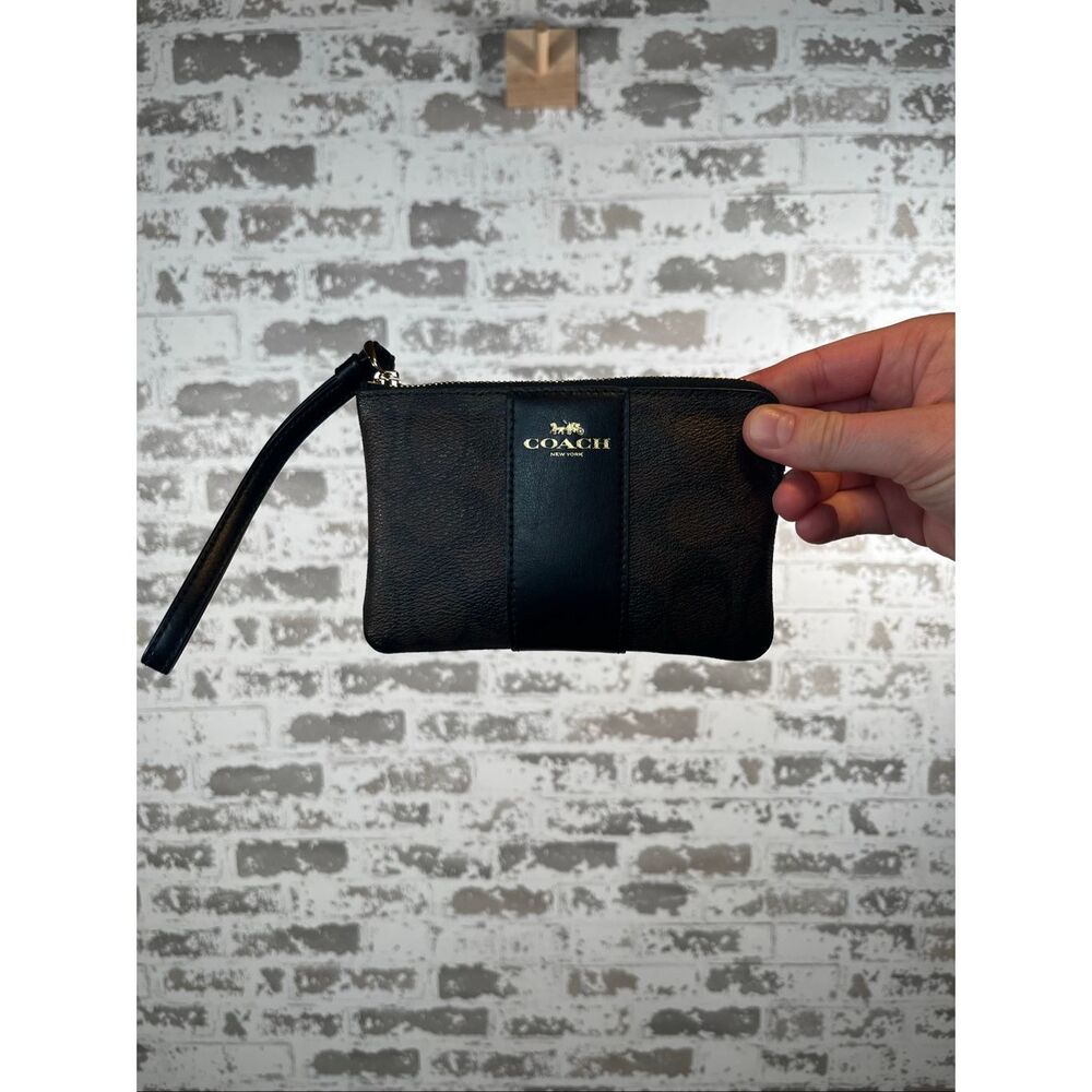 Coach | leather wristlet with strap